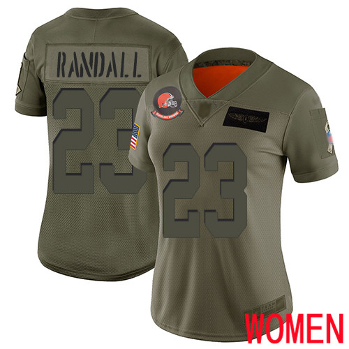 Cleveland Browns Damarious Randall Women Olive Limited Jersey #23 NFL Football 2019 Salute To Service->women nfl jersey->Women Jersey